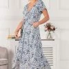 Jolie Moi Blue Selina Wrap Dip Hem Dress