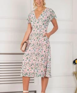 Jolie Moi Pink Kaylynn Wrap Mesh Dress