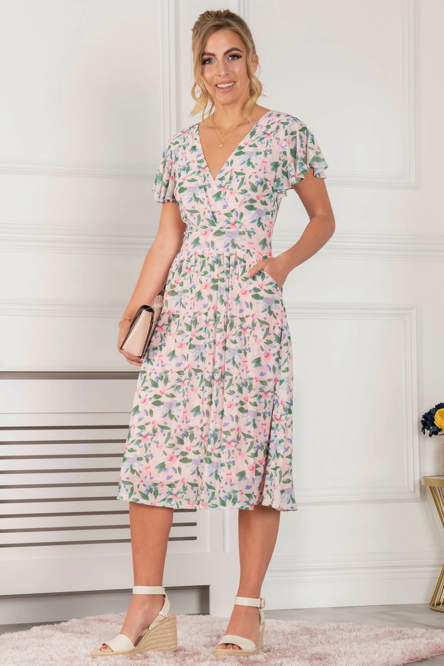 Jolie Moi Pink Kaylynn Wrap Mesh Dress 3 Jolie Moi Pink Kaylynn Wrap Mesh Dress