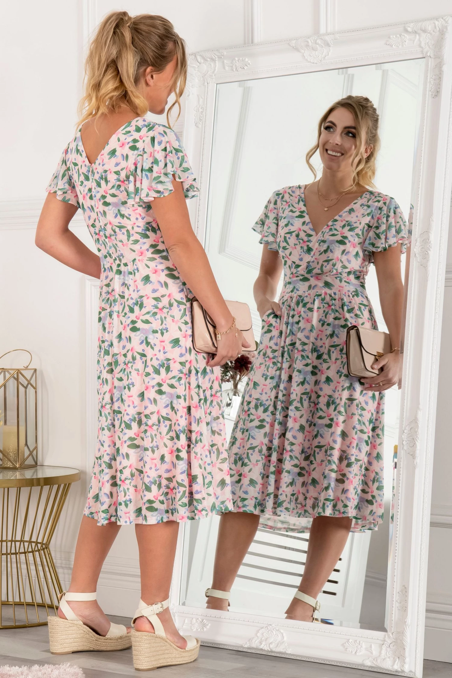 Jolie Moi Pink Kaylynn Wrap Mesh Dress 7 Jolie Moi Pink Kaylynn Wrap Mesh Dress - Image 5