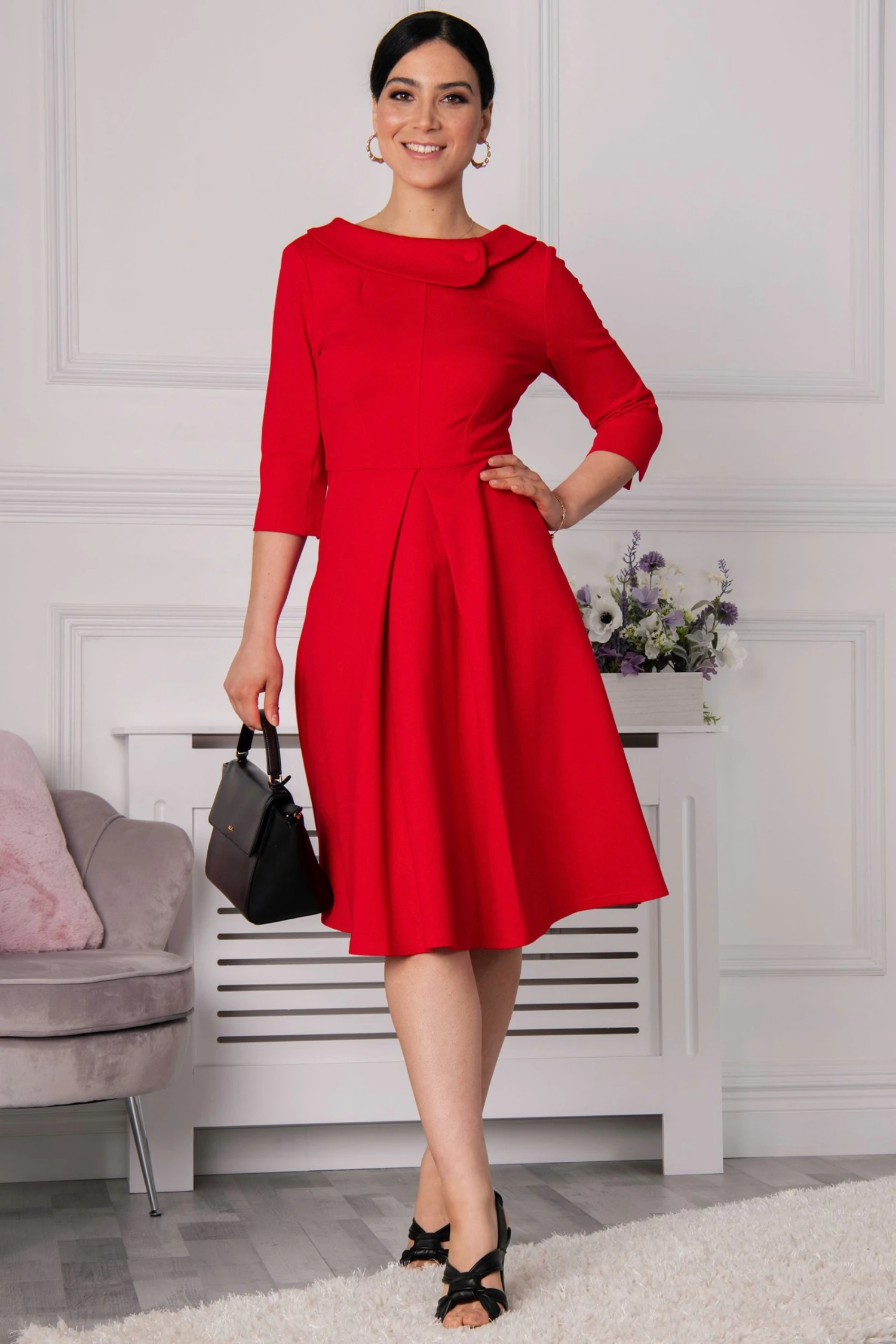 Jolie Moi Red Kyndall Sleeve Midi Dress 7 Jolie Moi Red Kyndall Sleeve Midi Dress - Image 5
