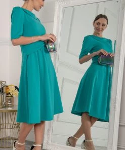 Jolie Moi Green Maayan Fold Neck Dress -Jolie Moi Sales unnamed file 913 scaled