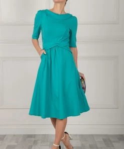 Jolie Moi Green Maayan Fold Neck Dress -Jolie Moi Sales unnamed file 914 scaled