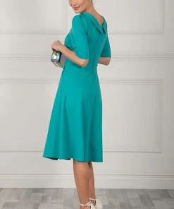 Jolie Moi Green Maayan Fold Neck Dress -Jolie Moi Sales unnamed file 915 scaled