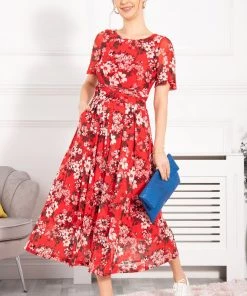 Jolie Moi Red Gianna Print Mesh Maxi Dress -Jolie Moi Sales unnamed file 919 scaled