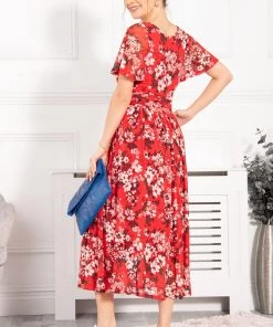 Jolie Moi Red Gianna Print Mesh Maxi Dress -Jolie Moi Sales unnamed file 920 scaled