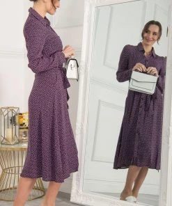 Jolie Moi Purple Shea Viscose Shirt Midi Dress -Jolie Moi Sales unnamed file 942 scaled