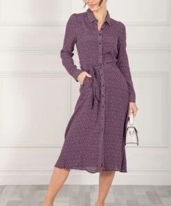 Jolie Moi Purple Shea Viscose Shirt Midi Dress -Jolie Moi Sales unnamed file 943