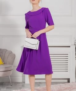 Jolie Moi Purple Beckie Fold Over Neck Dress -Jolie Moi Sales unnamed file 959 scaled