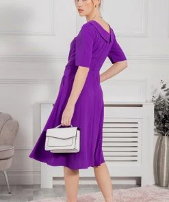 Jolie Moi Purple Beckie Fold Over Neck Dress -Jolie Moi Sales unnamed file 960 scaled