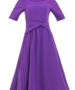 Jolie Moi Purple Beckie Fold Over Neck Dress -Jolie Moi Sales unnamed file 963