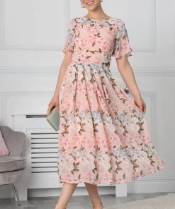 Jolie Moi Pink Mabilie Chiffon Maxi Dress