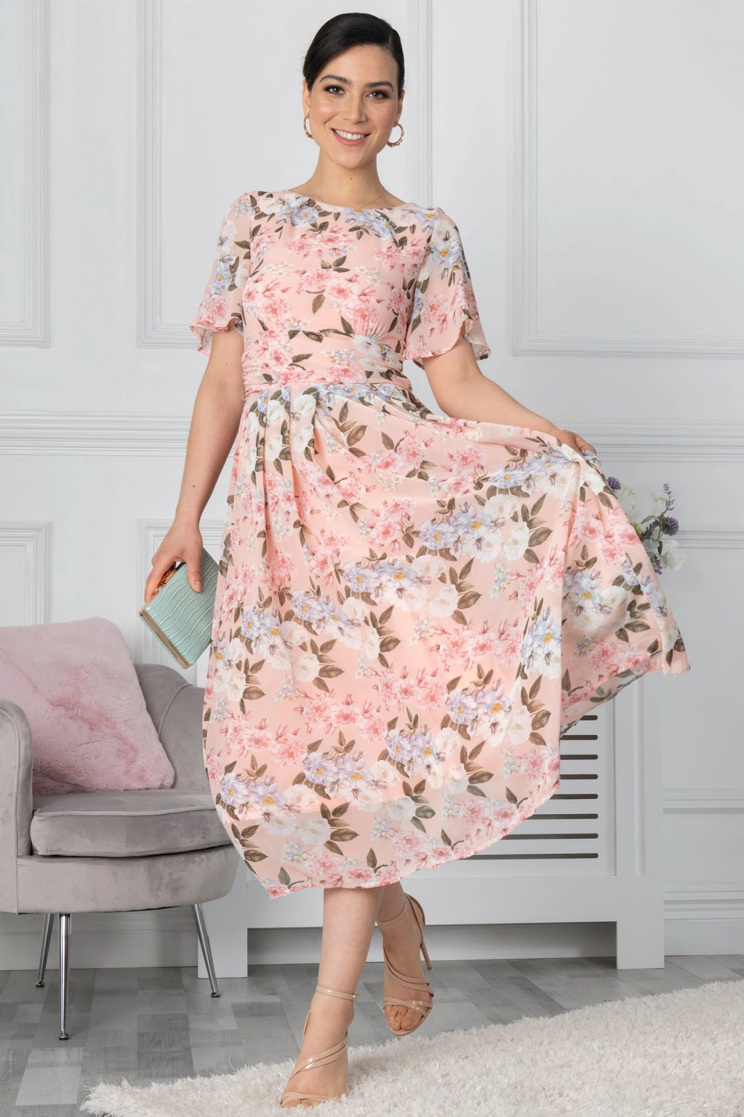 Jolie Moi Pink Mabilie Chiffon Maxi Dress 7 Jolie Moi Pink Mabilie Chiffon Maxi Dress - Image 5