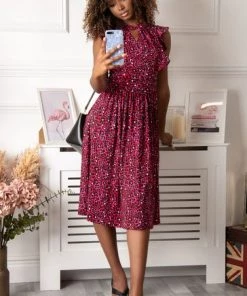 Jolie Moi Pink Maahi Frilly Midi Dress -Jolie Moi Sales unnamed file 990