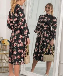 Jolie Moi Kathryn Black Long Sleeve Midi Dress -Jolie Moi Sales unnamed file 992 scaled