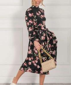 Jolie Moi Kathryn Black Long Sleeve Midi Dress -Jolie Moi Sales unnamed file 993 scaled