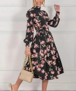 Jolie Moi Kathryn Black Long Sleeve Midi Dress -Jolie Moi Sales unnamed file 997