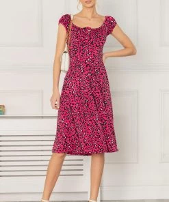 Jolie Moi Pink Lindsey Bow Front Midi Dress